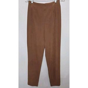 Cache Brown Faux Suede Stretch Back Zip Pants Size 4‎